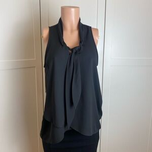 Fifteen Twenty Black Tie-Front Sleeveless Blouse